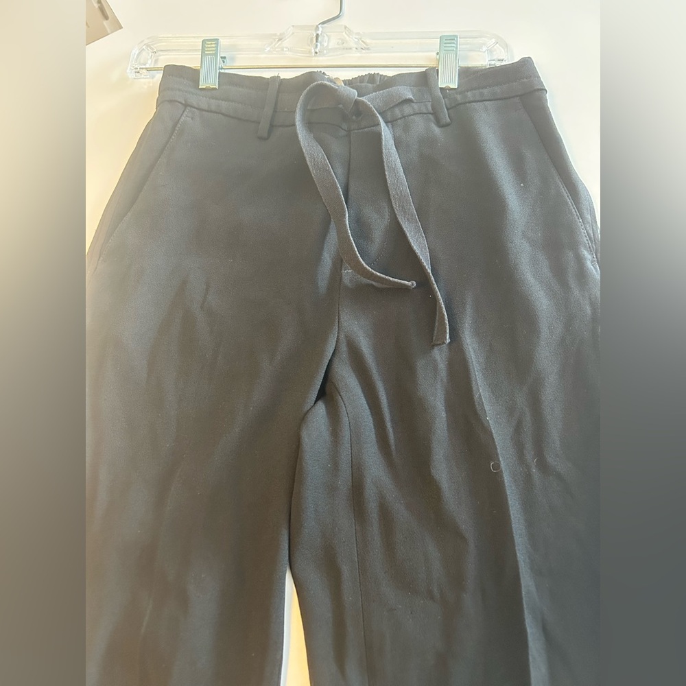 Vince Pants, elastic back drawstring waist loops, side back pockets, black, Sz S - Picture 2 of 16